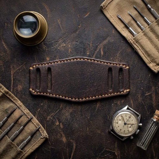 Premium Italian Vegetable Tanned Leather Bund Pad | Cozy Handmade Style I Watch Cuff | Watch Strap Accessory | Vintage 405