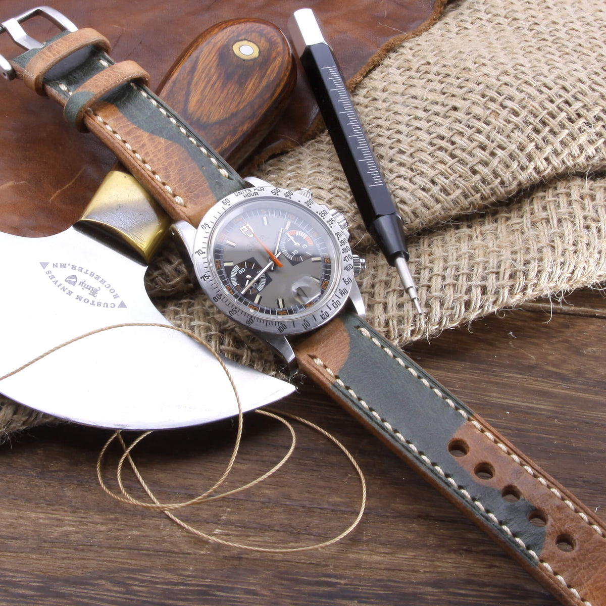 Leather Watch Strap, Military 101 | Full Stitch | Full Grain Italian Vegetable Tanned Leather | Cozy Handmade