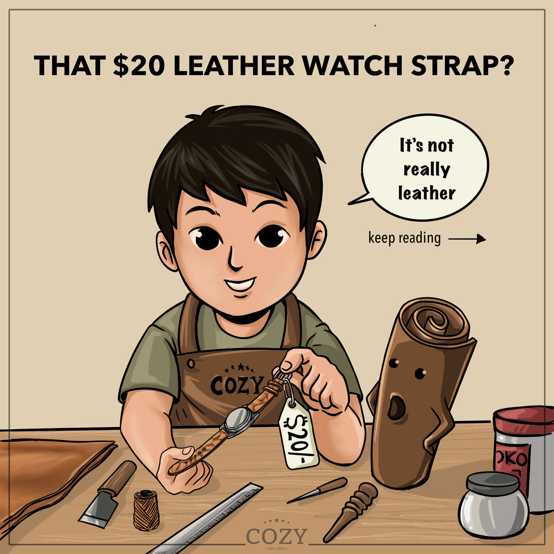 Genuine leather vs full grain vegetable-tanned leather — why the difference matters — Cozy Handmade