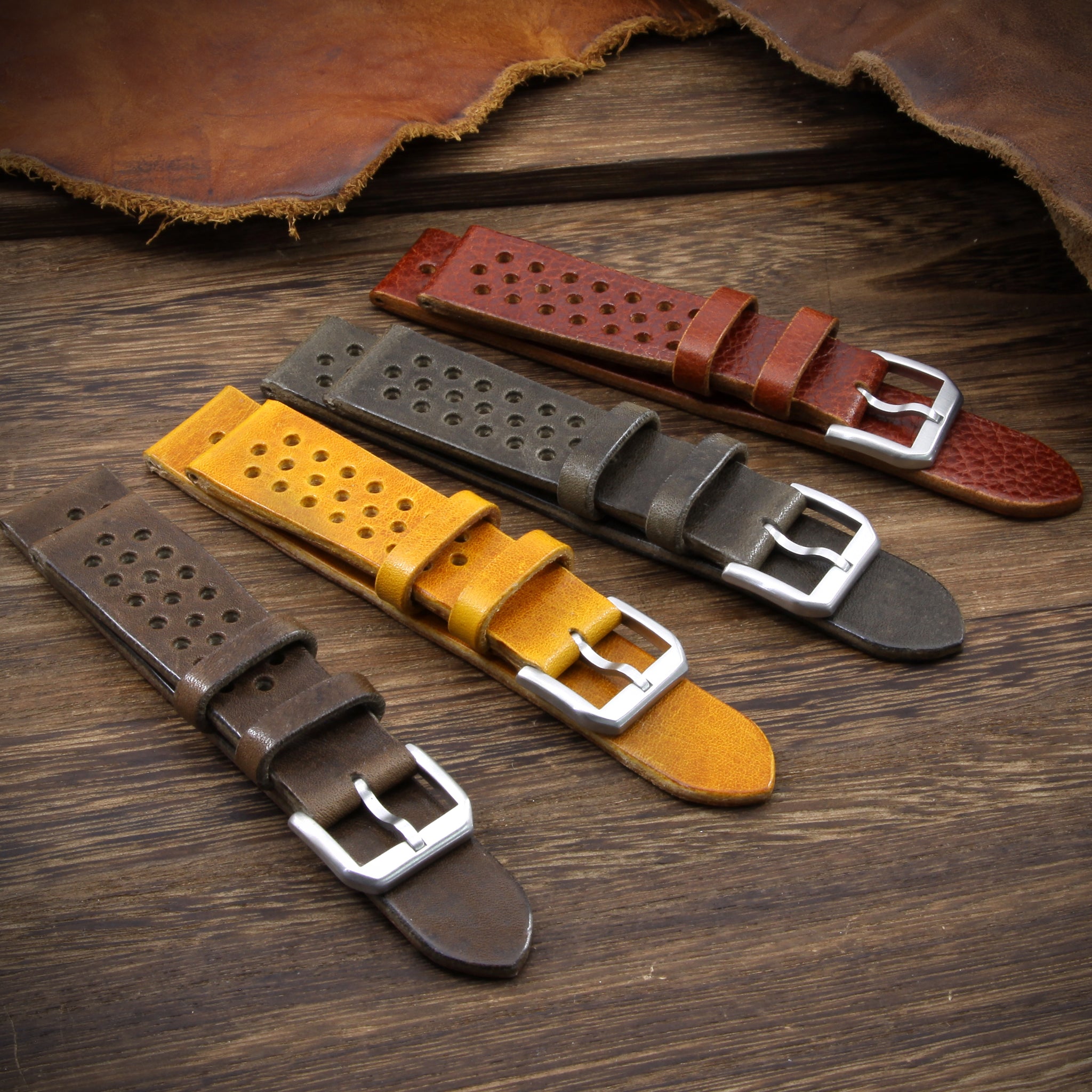 Handcrafted Leather Rally Watch Straps — Cozy Handmade