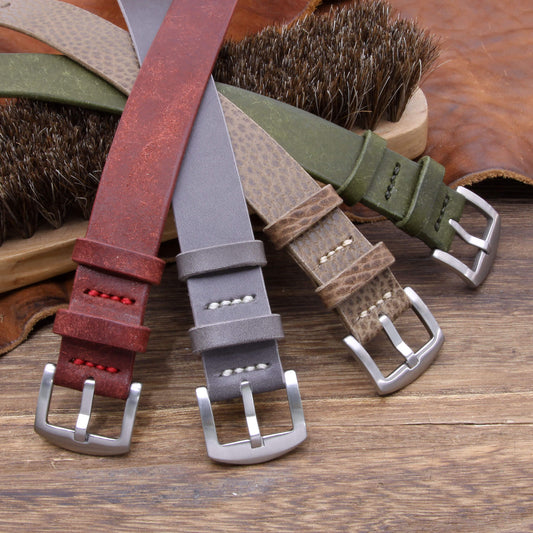 Single Pass Leather Watch Strap, 2-Keeper