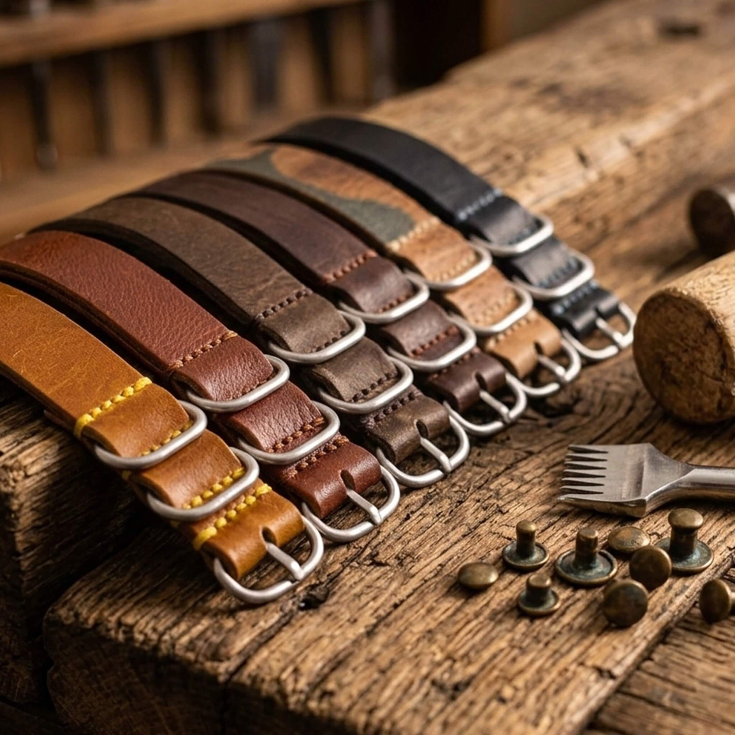 Leather Watch Strap, 4-Ring