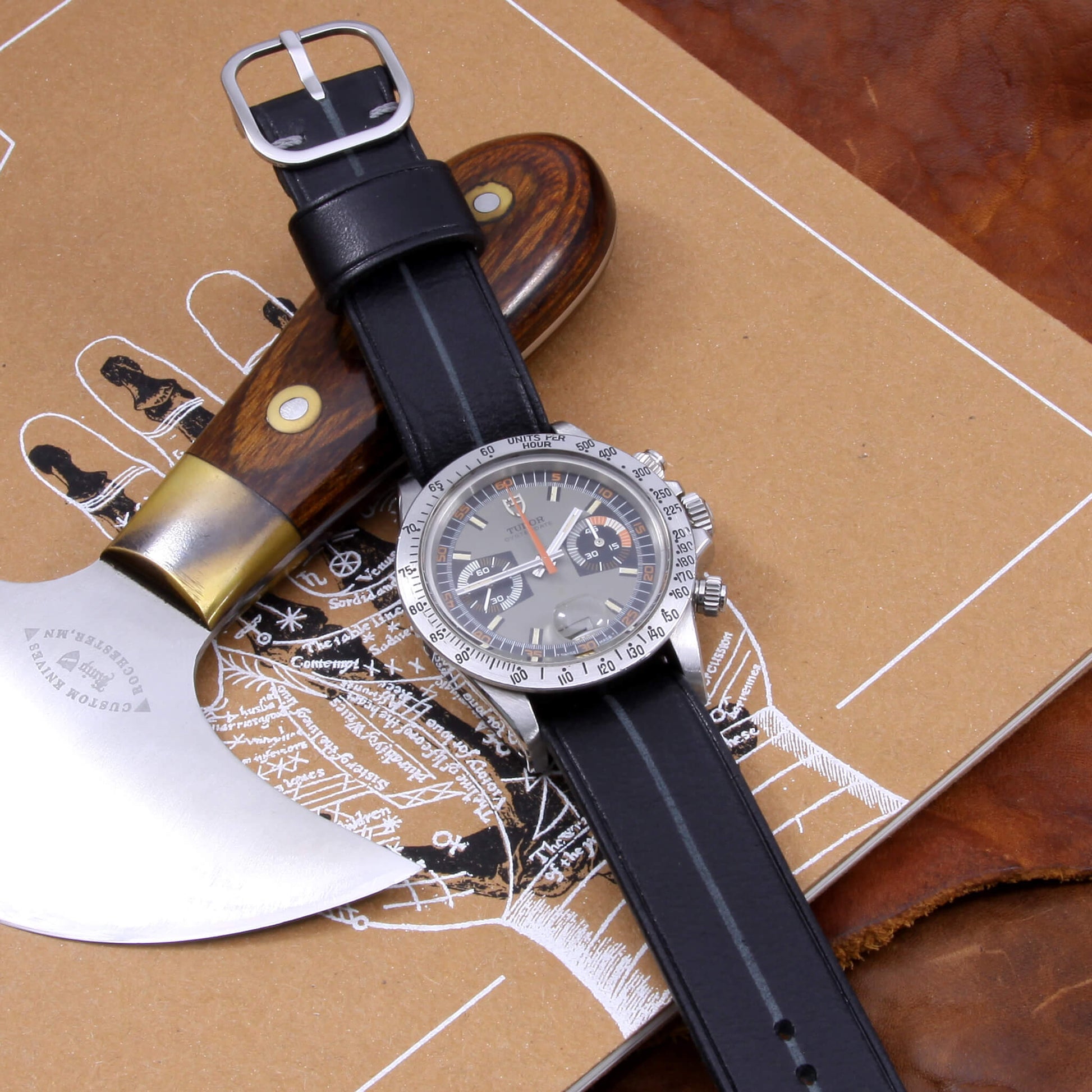 Elevate the Look of Your Watch with a Garrison NERO Single Pass Strap in Black Italian Veg-Tanned Leather from Cozy Handmade
