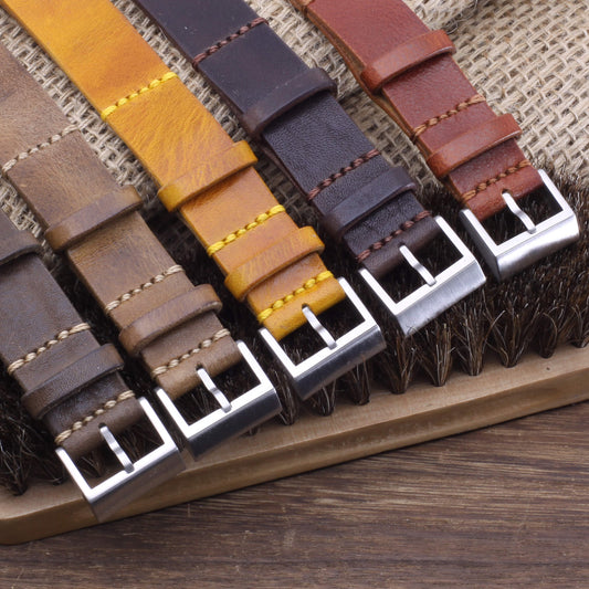 NAT2 Leather Watch Strap | Full Grain Italian Veg Tanned | Cozy Handmade
