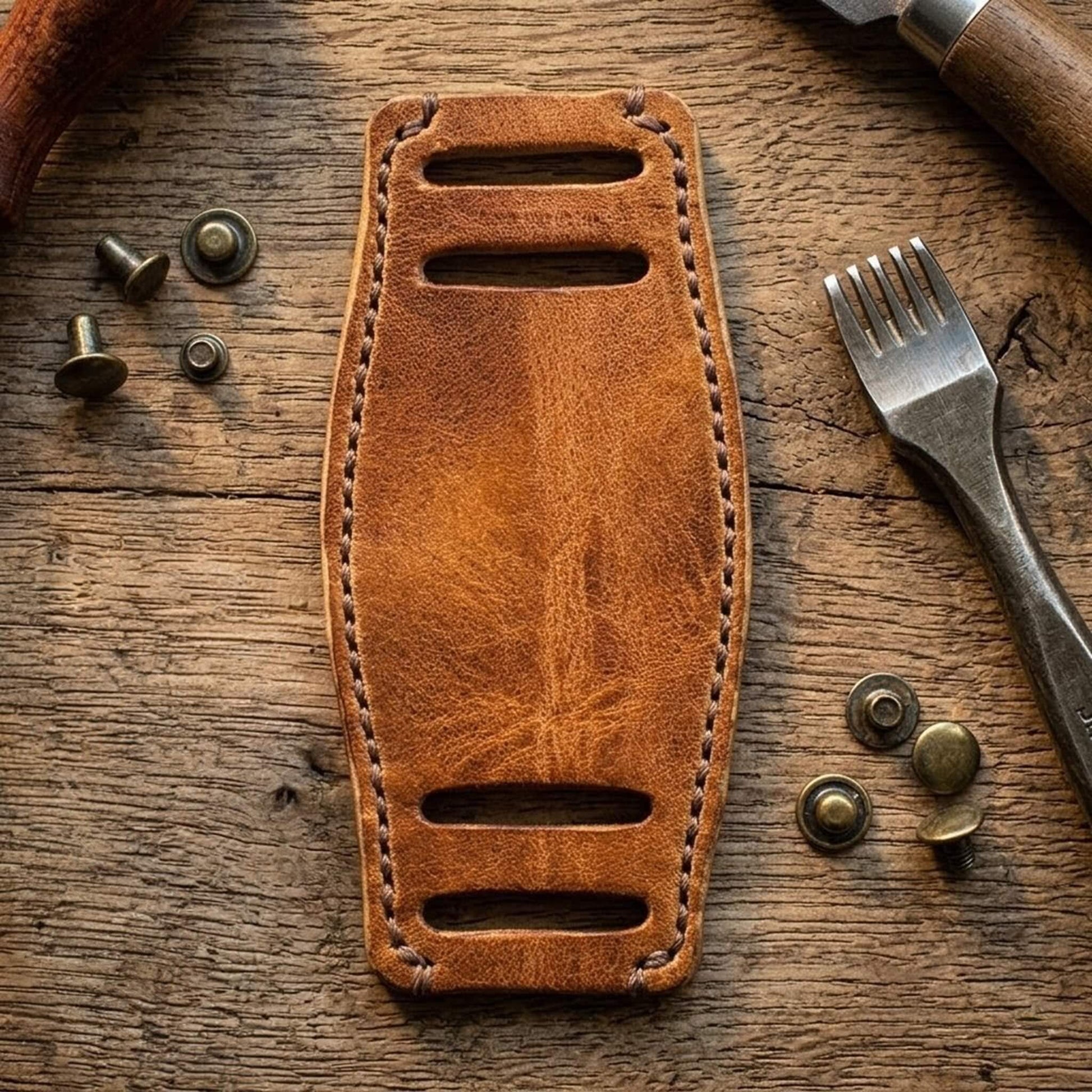 Premium Italian Vegetable Tanned Leather Bund Pad | Cozy Handmade Style I Watch Cuff | Watch Strap Accessory | Vintage 401