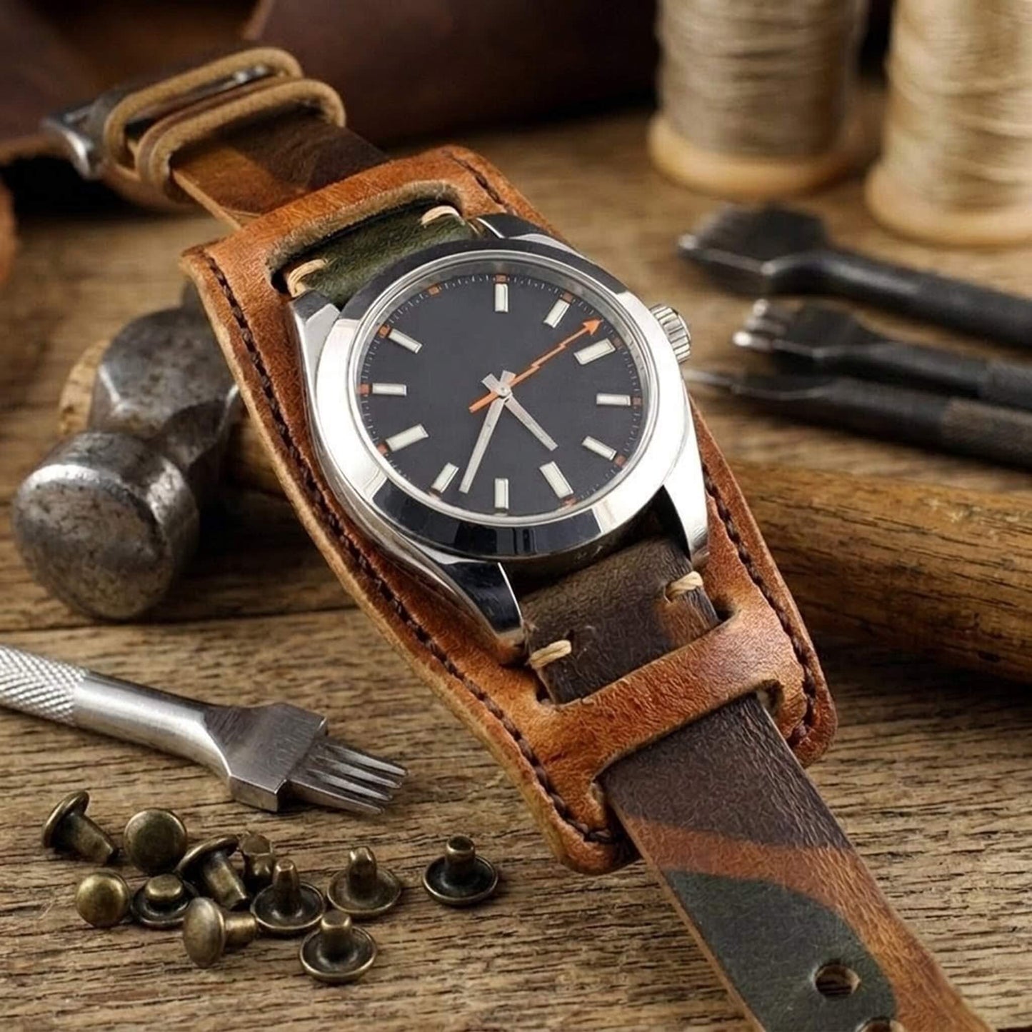 Premium Italian Vegetable Tanned Leather Bund Pad | Cozy Handmade Style I Watch Cuff | Veg Tan Leather Underlay (Pad Only) | Vintage 401