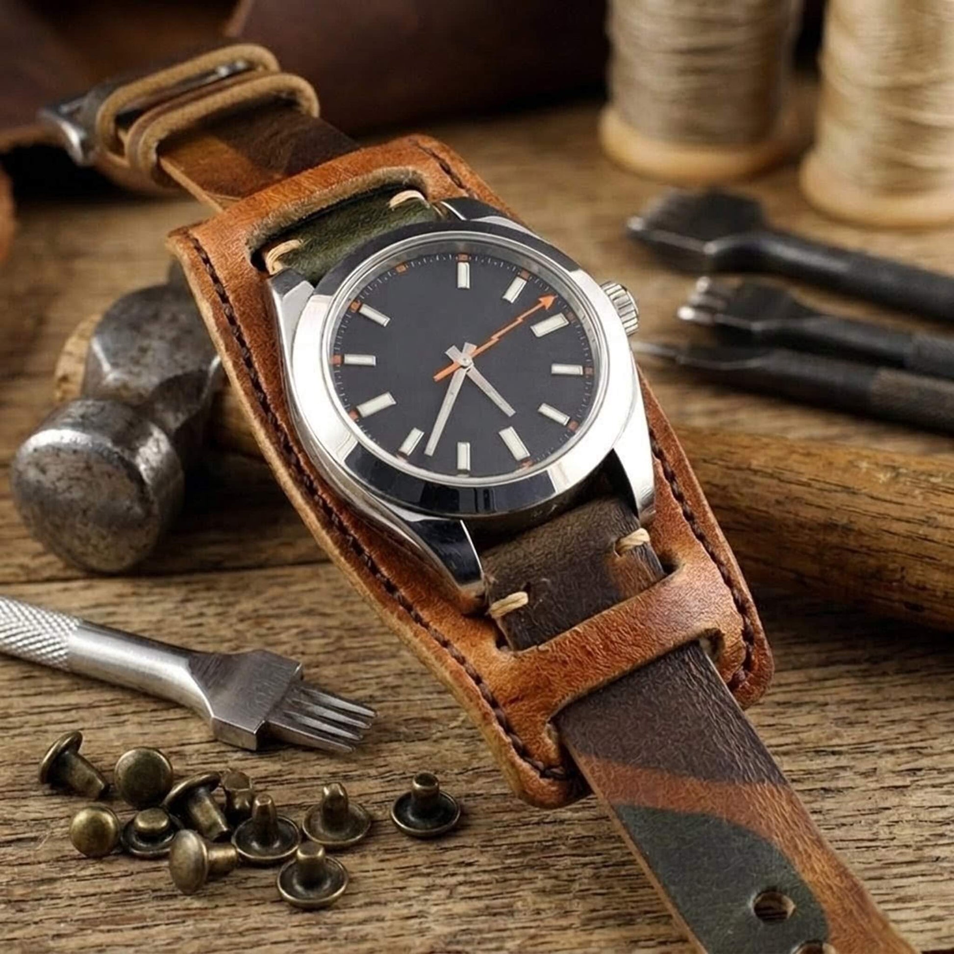 Premium Italian Vegetable Tanned Leather Bund Pad | Cozy Handmade Style I Watch Cuff | Veg Tan Leather Underlay (Pad Only) | Vintage 401