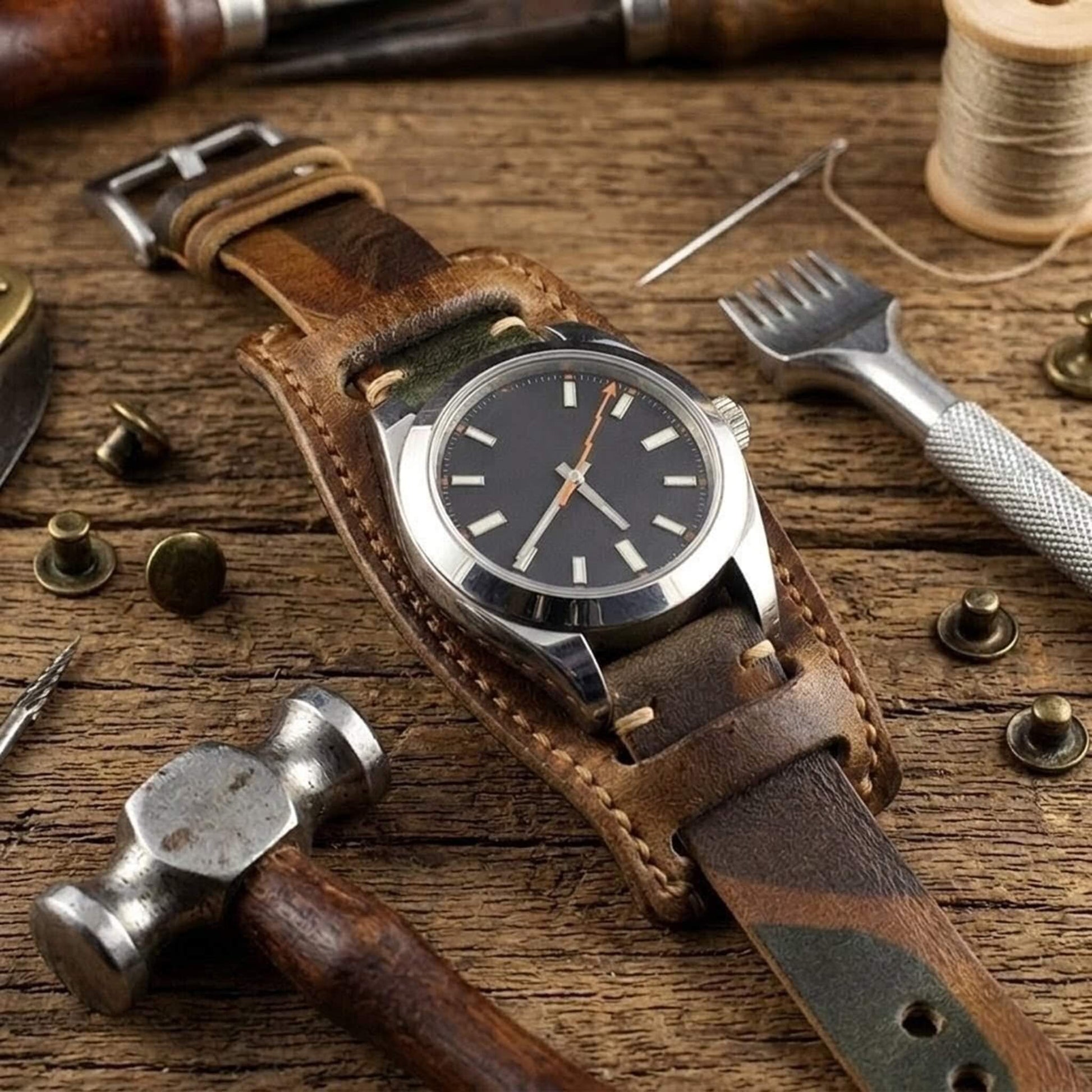 Premium Italian Vegetable Tanned Leather Bund Pad | Cozy Handmade Style I Watch Cuff | Veg Tan Leather Underlay (Pad Only) | Vintage 402 