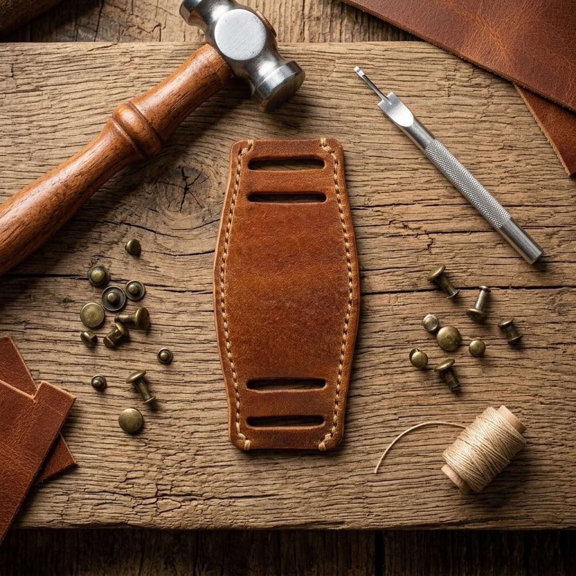 Premium Italian Vegetable Tanned Leather Bund Pad | Cozy Handmade Style I Watch Cuff | Watch Strap Accessory | Vintage 403