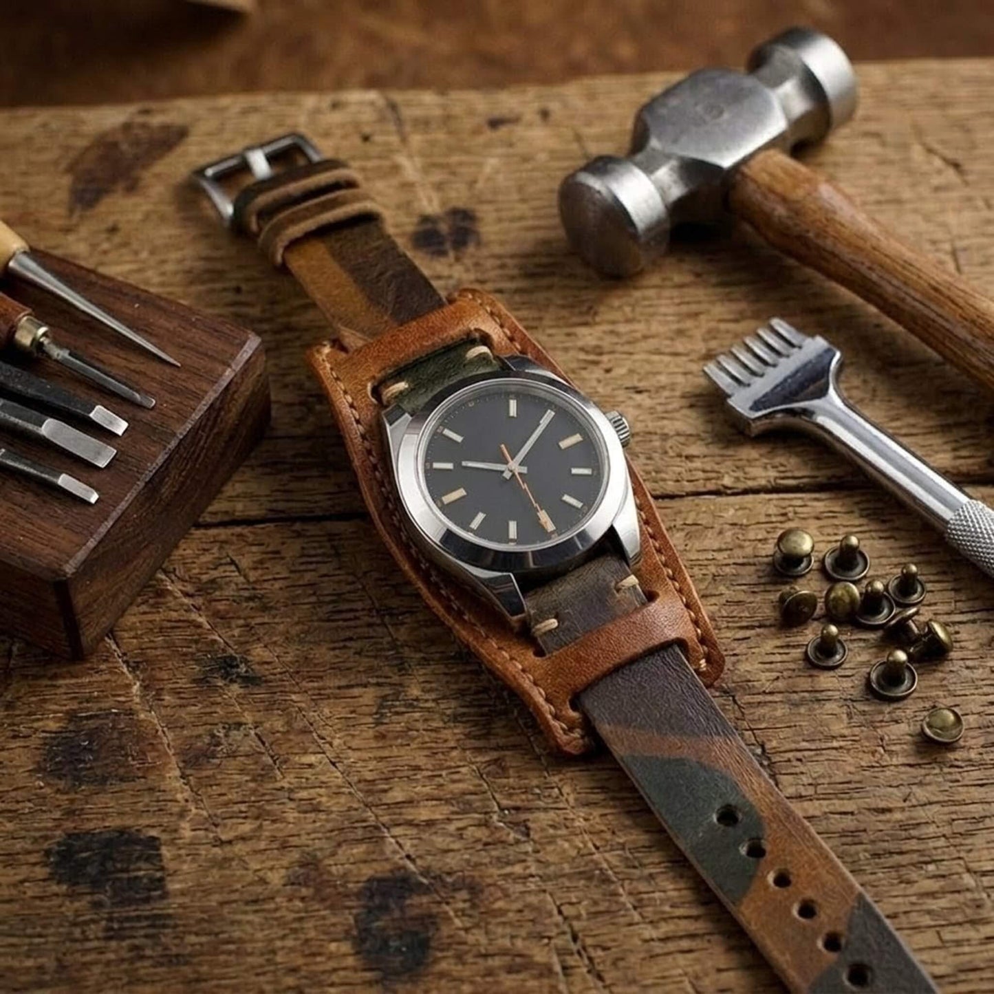 Premium Italian Vegetable Tanned Leather Bund Pad | Cozy Handmade Style I Watch Cuff | Veg Tan Leather Underlay (Pad Only) | Vintage 403 