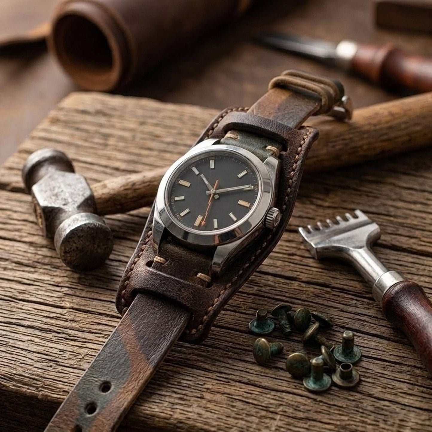 Premium Italian Vegetable Tanned Leather Bund Pad | Cozy Handmade Style I Watch Cuff | Veg Tan Leather Underlay (Pad Only) | Vintage 405