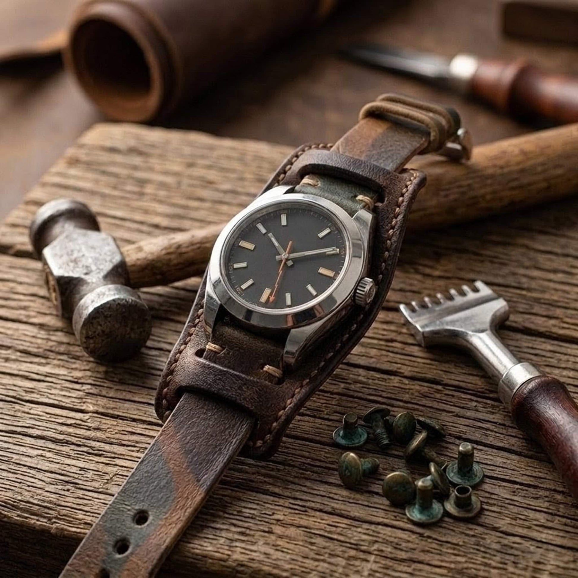 Premium Italian Vegetable Tanned Leather Bund Pad | Cozy Handmade Style I Watch Cuff | Veg Tan Leather Underlay (Pad Only) | Vintage 405