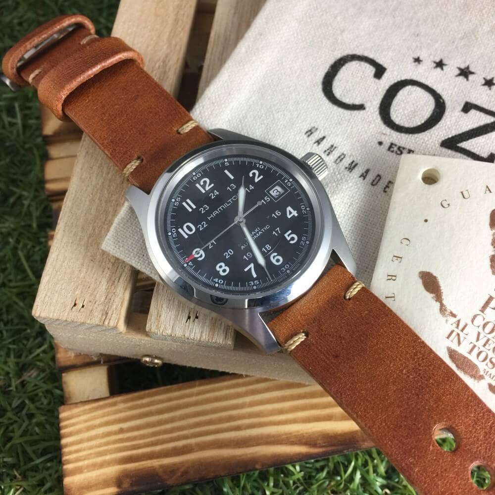 Leather Watch Strap, Vintage 403 | Minimalist Strap | Hamilton Khaki Watch | Italian Veg-Tanned | Cozy Handmade