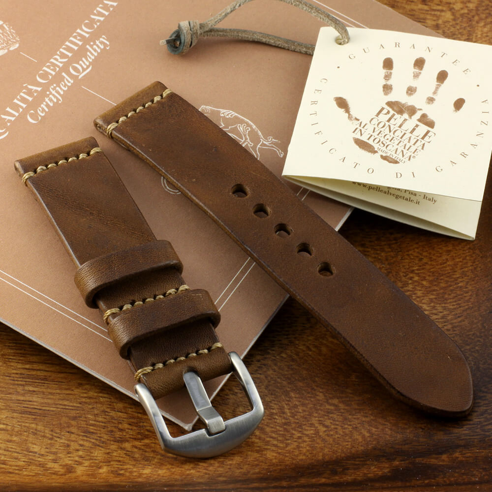Minimalist Leather Apple Watch strap in Vintage 402 (Chocolate Brown) vegetable-tanned leather — Cozy Handmade