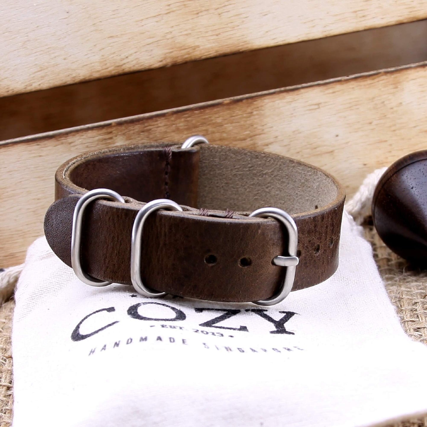 Leather Watch Strap, 4-Ring Vintage 404 | Full Grain Italian Veg Tanned | Cozy Handmade