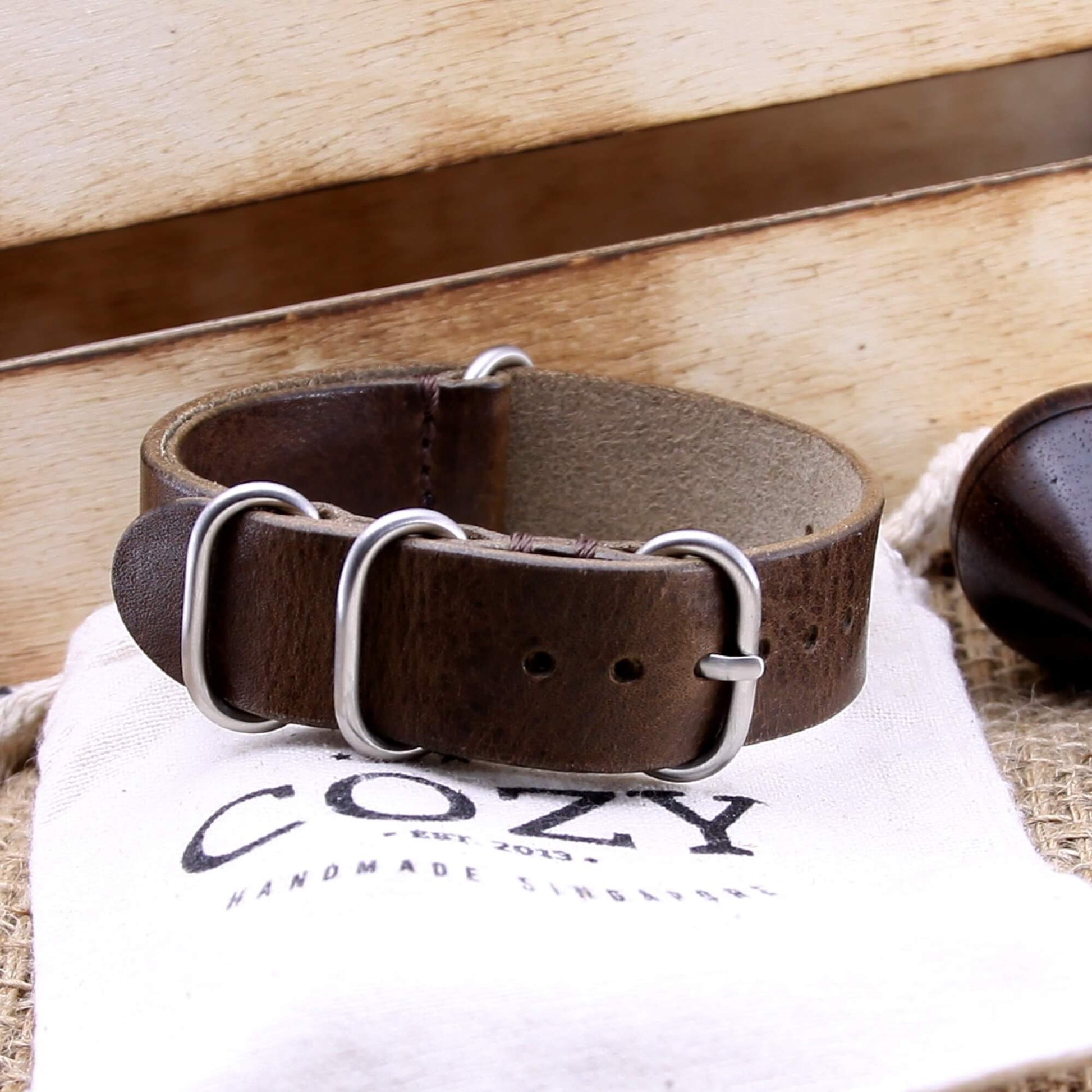 Leather Watch Strap, 4-Ring Vintage 404 | Full Grain Italian Veg Tanned | Cozy Handmade