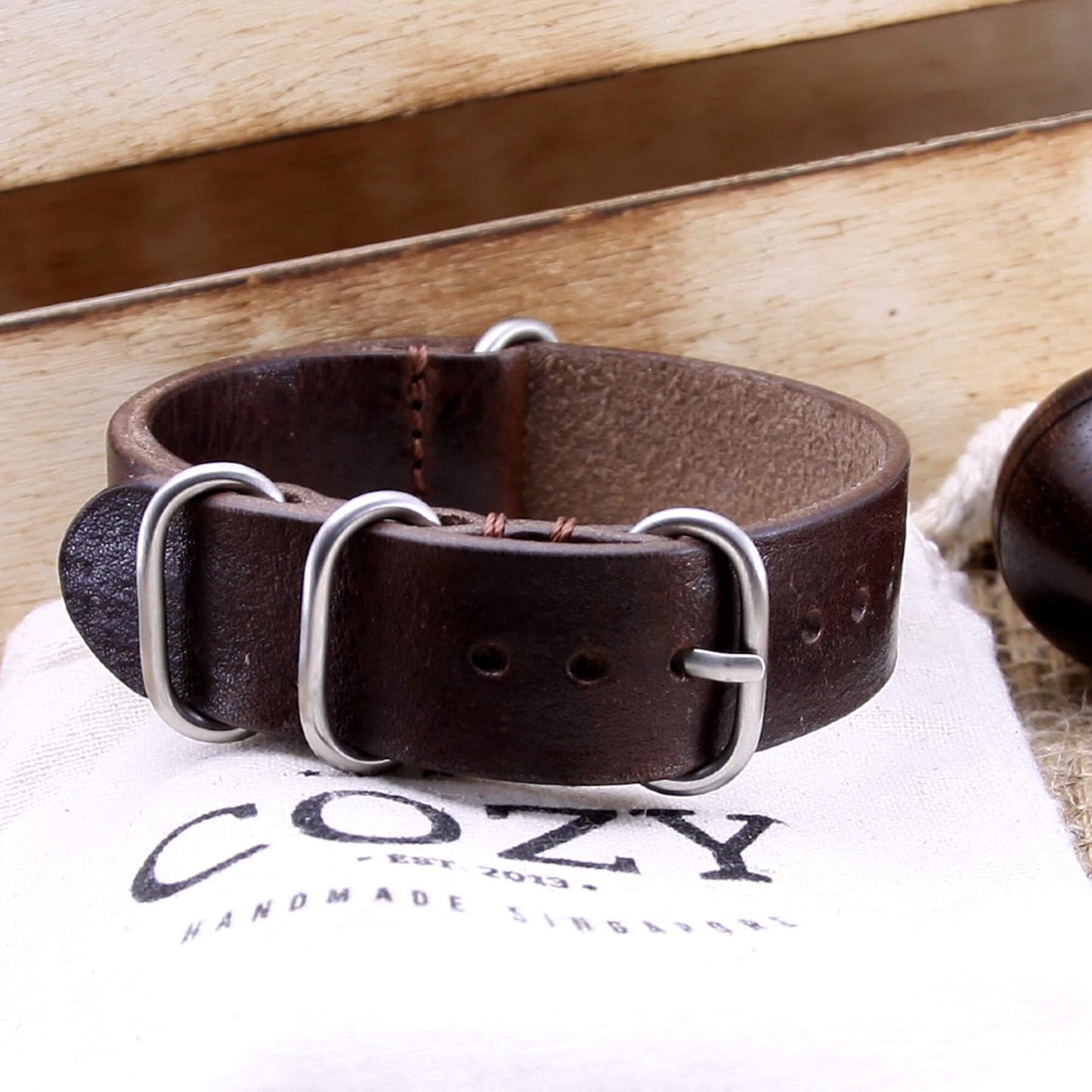 Leather Watch Strap, 4-Ring Vintage 405 | Full Grain Italian Veg Tanned | Cozy Handmade