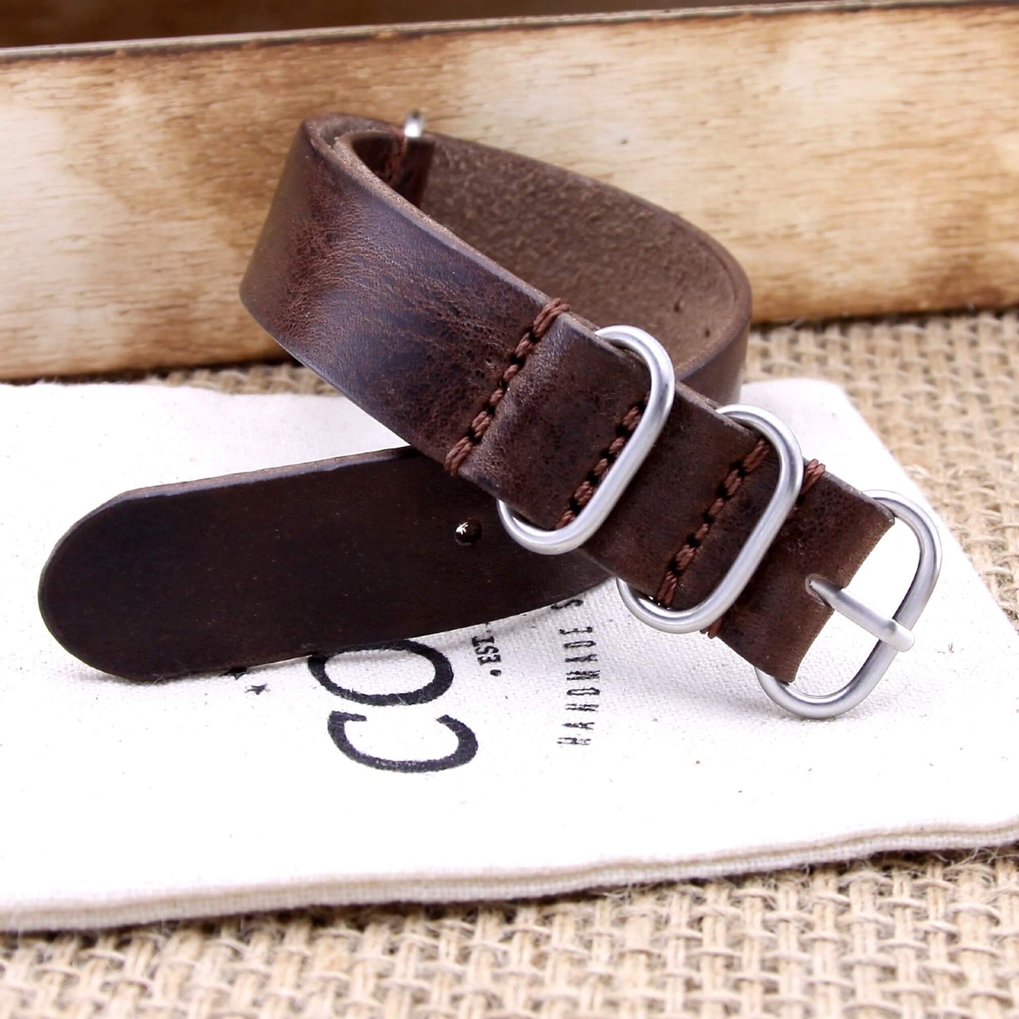 Leather Watch Strap, 4-Ring Vintage 405 | Full Grain Italian Veg Tanned | Cozy Handmade