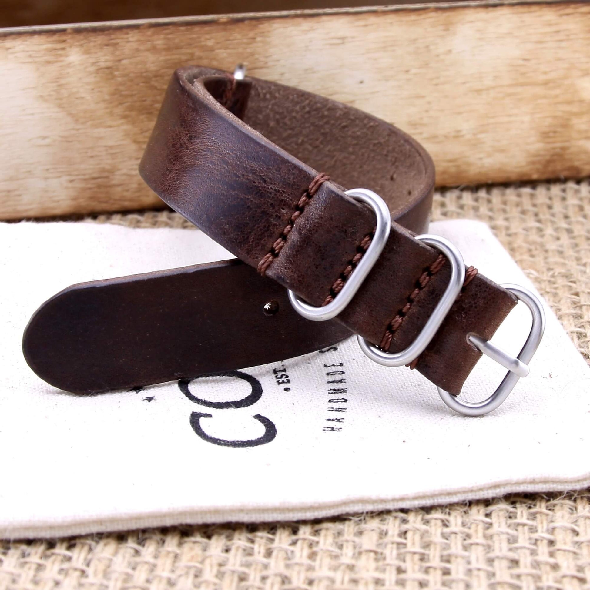 Leather Watch Strap, 4-Ring Vintage 405 | Full Grain Italian Veg Tanned | Cozy Handmade