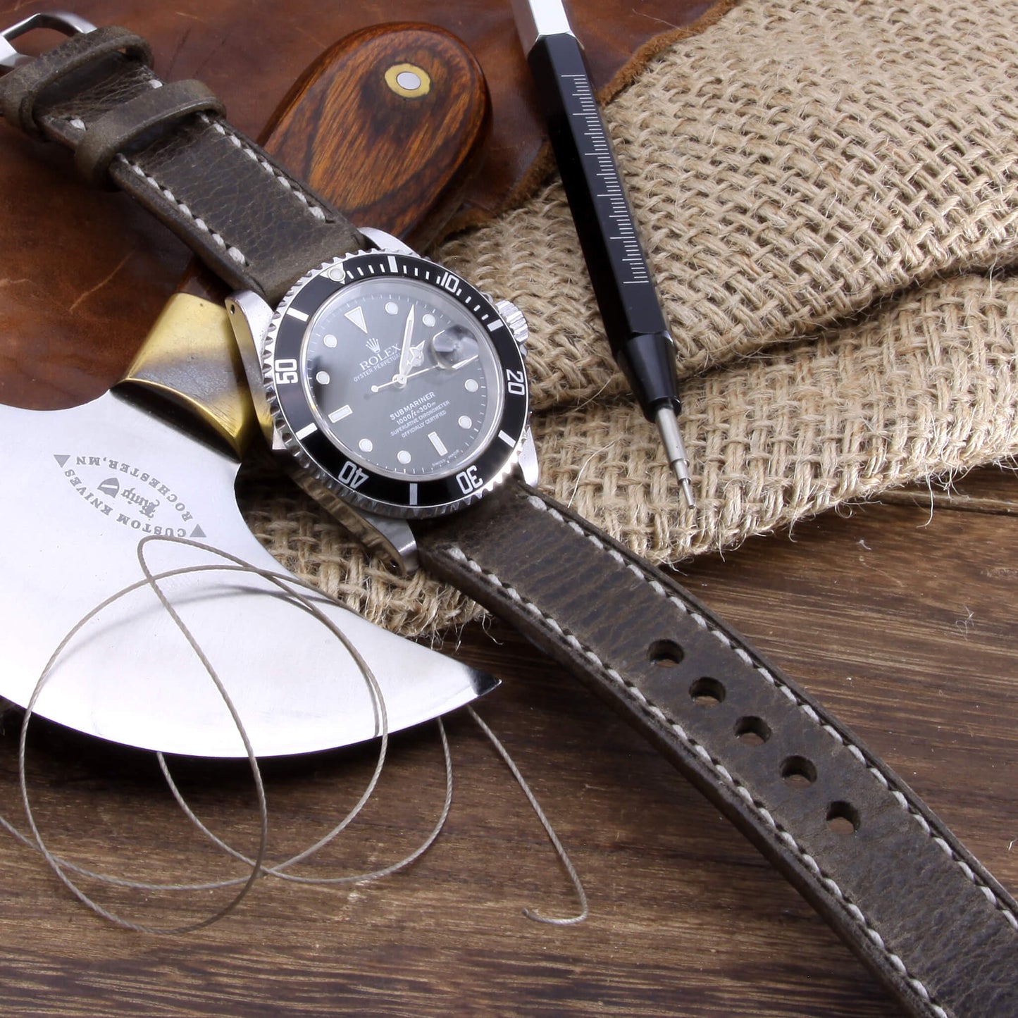  Leather Watch Strap, Vintage 408 |  Full Stitch | Full Grain Italian Veg Tanned | Cozy Handmade